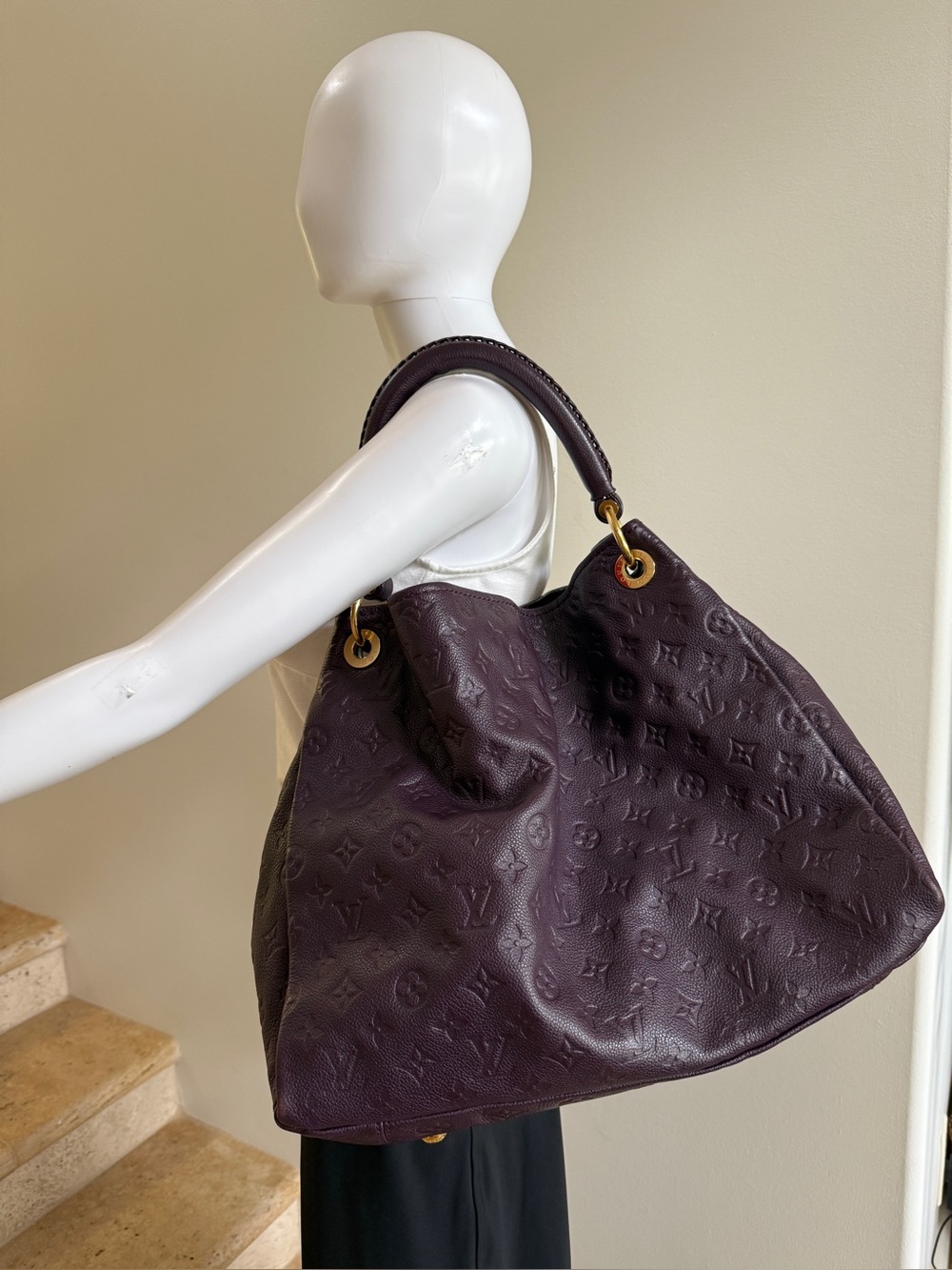 LOUIS VUITTON Artsy MM Monogram Empreinte Leather Shoulder Bag Handbag Purple - Picture 2 of 13